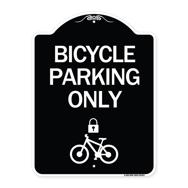 Signmission Bicycle Parking W/ Cycle and LockHeavy-Gauge Aluminum Architectural Sign, 24" x 18", BW-1824-24321 A-DES-BW-1824-24321 - main